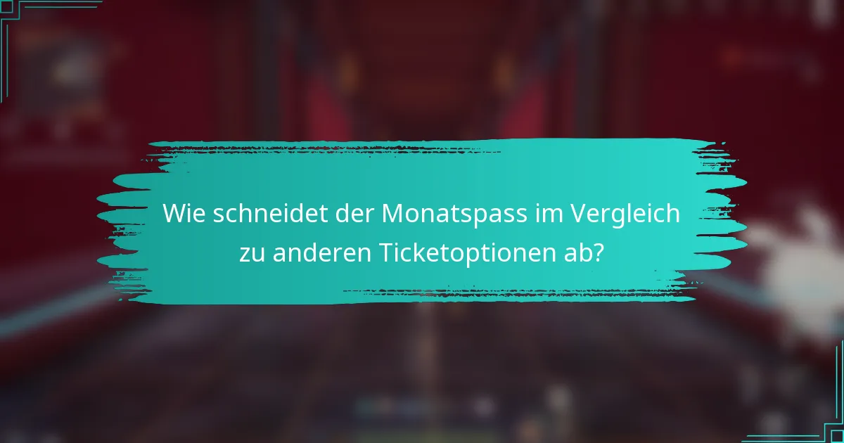 Wie schneidet der Monatspass im Vergleich zu anderen Ticketoptionen ab?